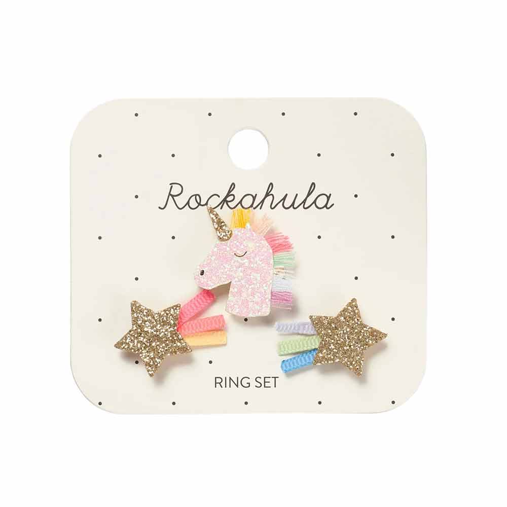 Rainbow Unicorn Ring Set