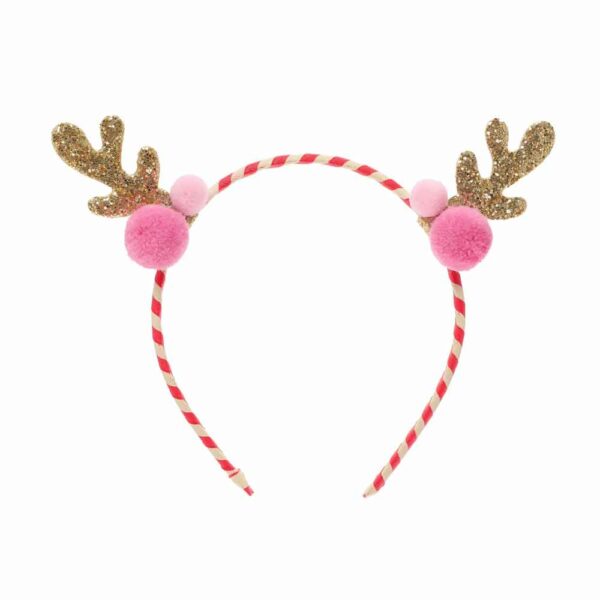 Stripy Pom Pom Reindeer Headband