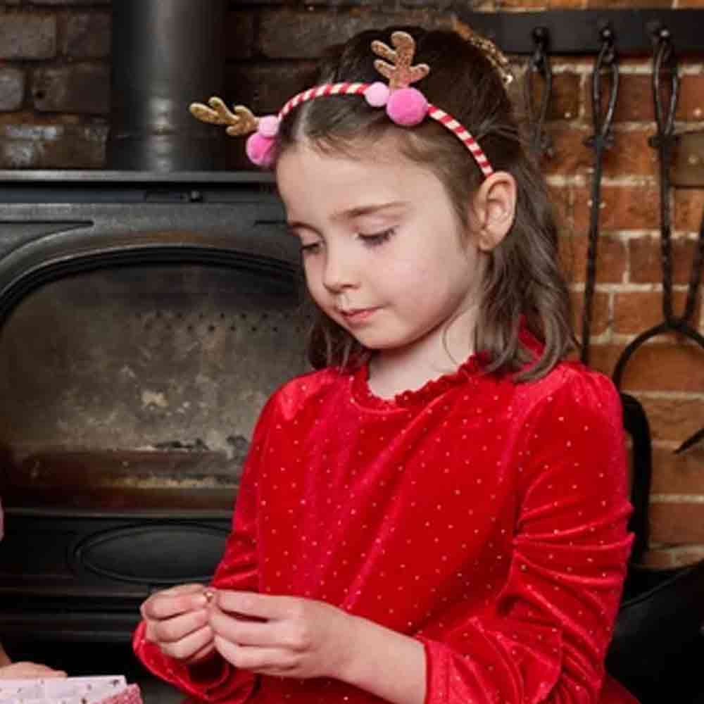 Stripy Pom Pom Reindeer Headband - Image 2