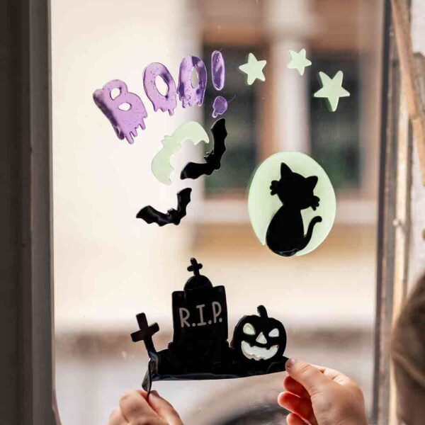 Set autocollants gel fenêtre Halloween